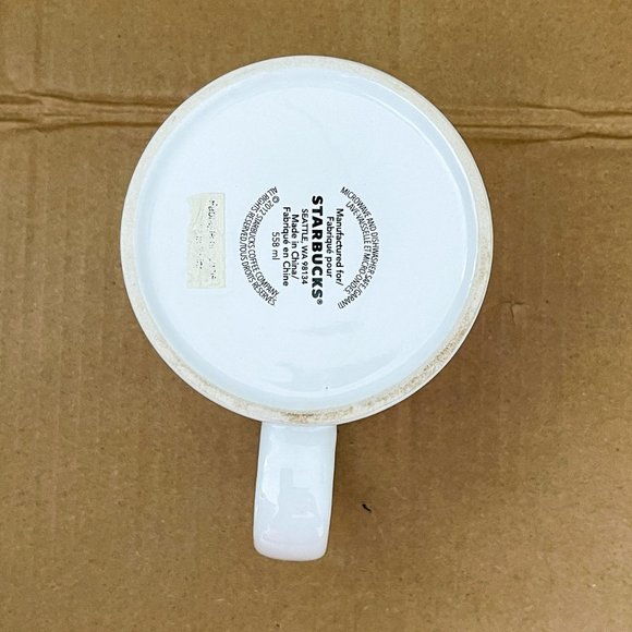 Starbucks Coffee Big White Mug Christmas Holiday Ornaments Balls 2012 Red Inside - Picture 10 of 12